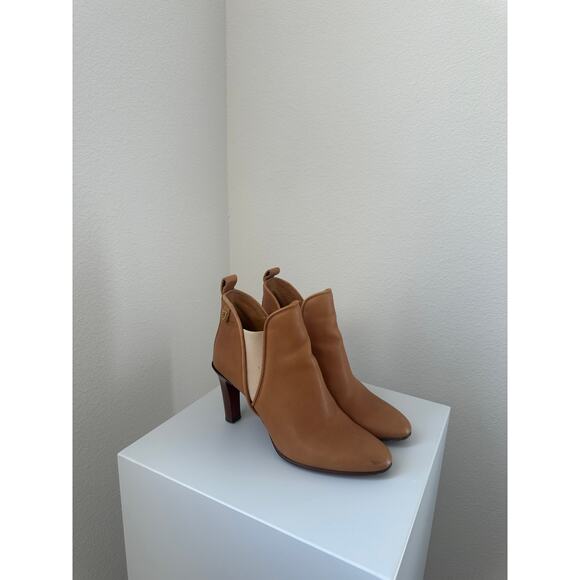 Chloe Tan Brown Leather Heeled Chelsea Ankle Booties Size 38 / US 7-7.5 - Picture 1 of 8